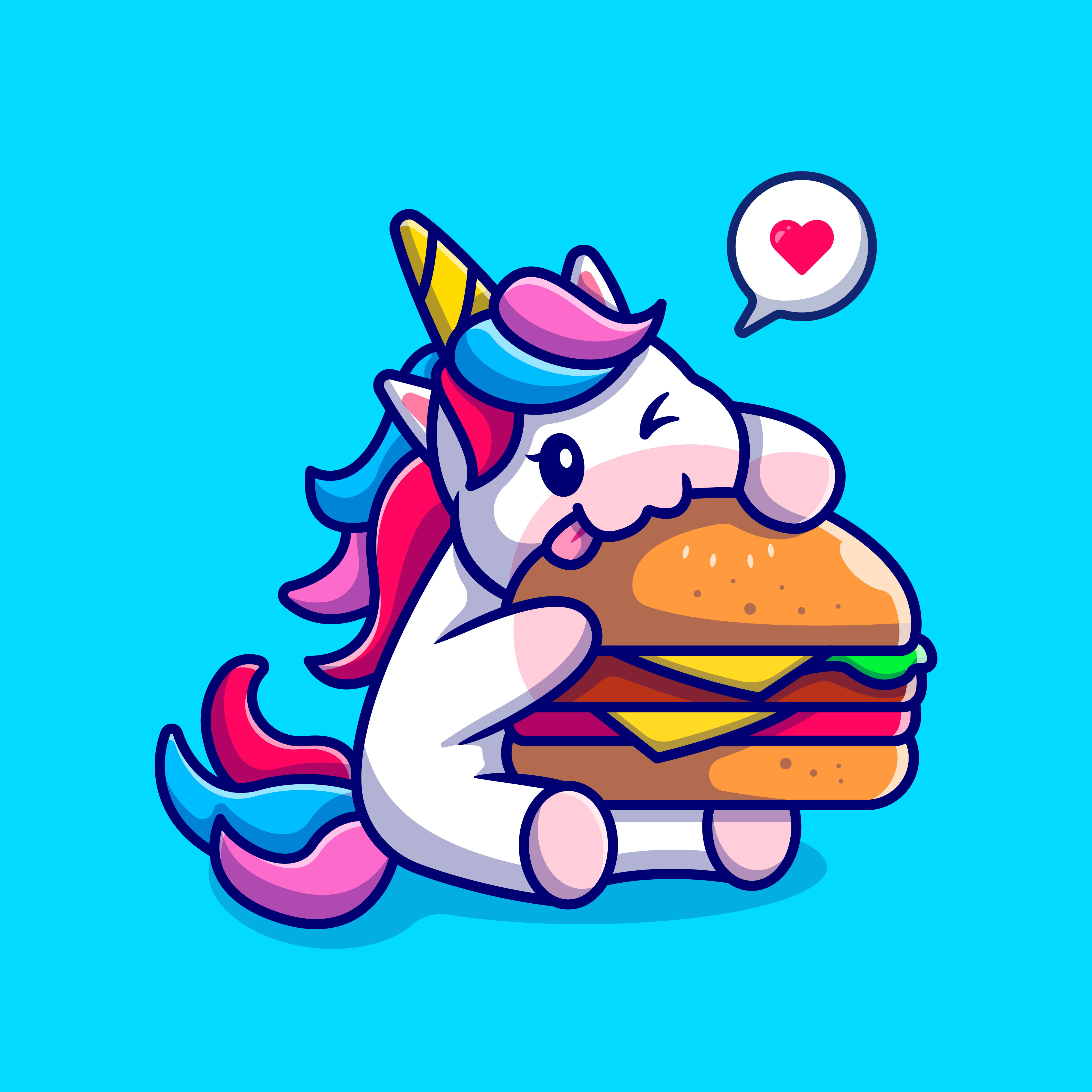 Einhorn mit Burger 
